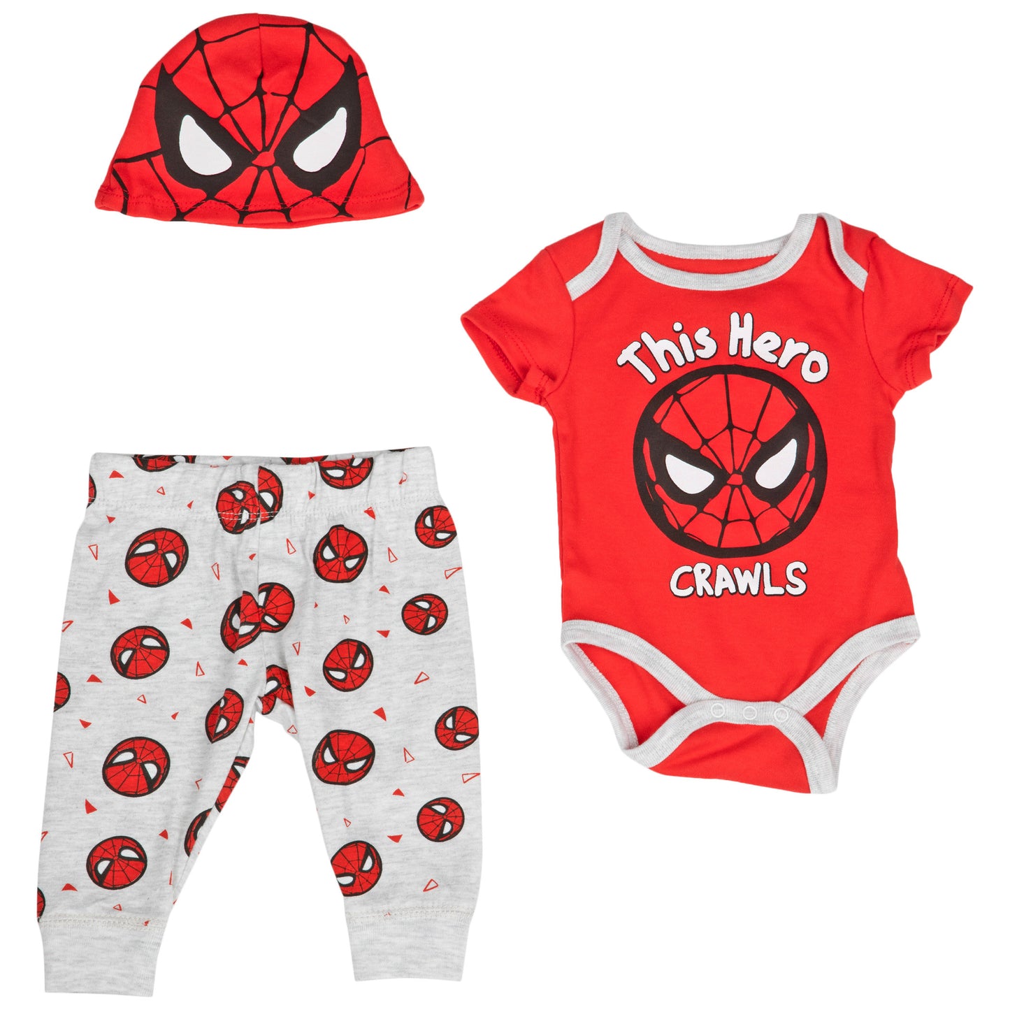 title:Spider-Man This Hero Crawls 3-Piece Bodysuit Set & Cap;color:Multi-Color