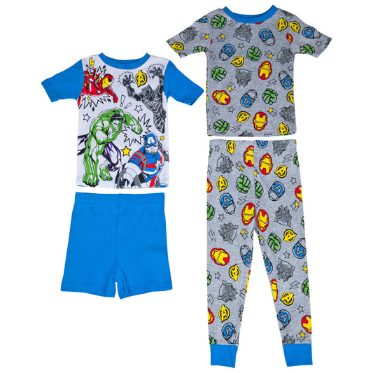 title:Marvel Comics Avengers Classic Pants & Shorts 4-Piece Pajama Set;color:Blue