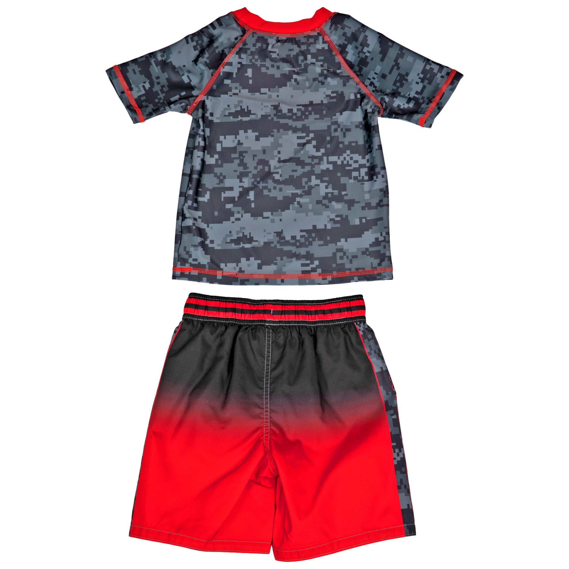 title:Spider-Man Face Logo with Camo Youth Swimshorts & Rashguard Set;color:Red