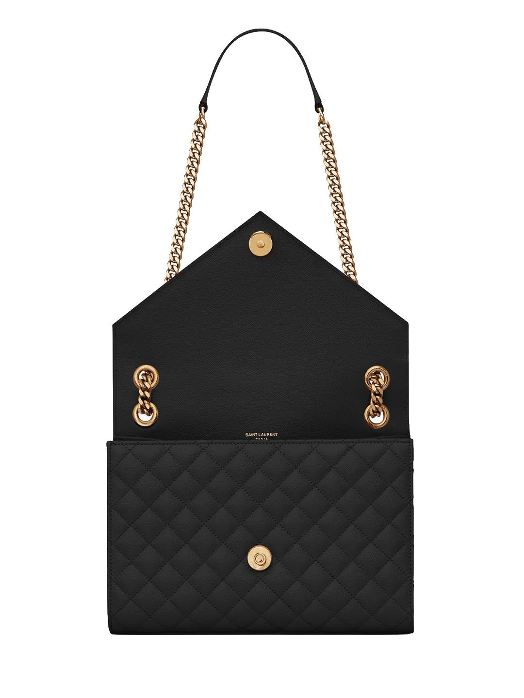 Saint Laurent ENVELOPE MEDIUM IN QUILTED GRAIN DE POUDRE EMBOSSED LEATHER Gold