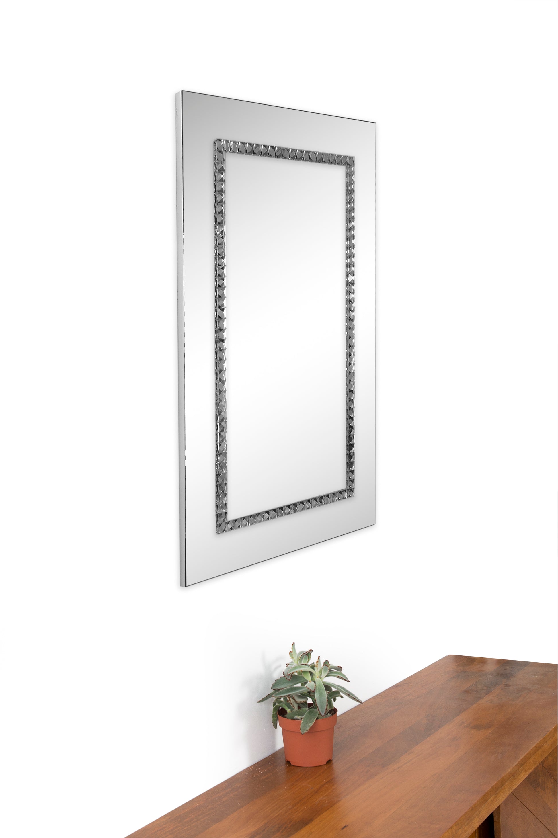 title:Embedded Jewels Mirror;color:Plated Satin Nickel