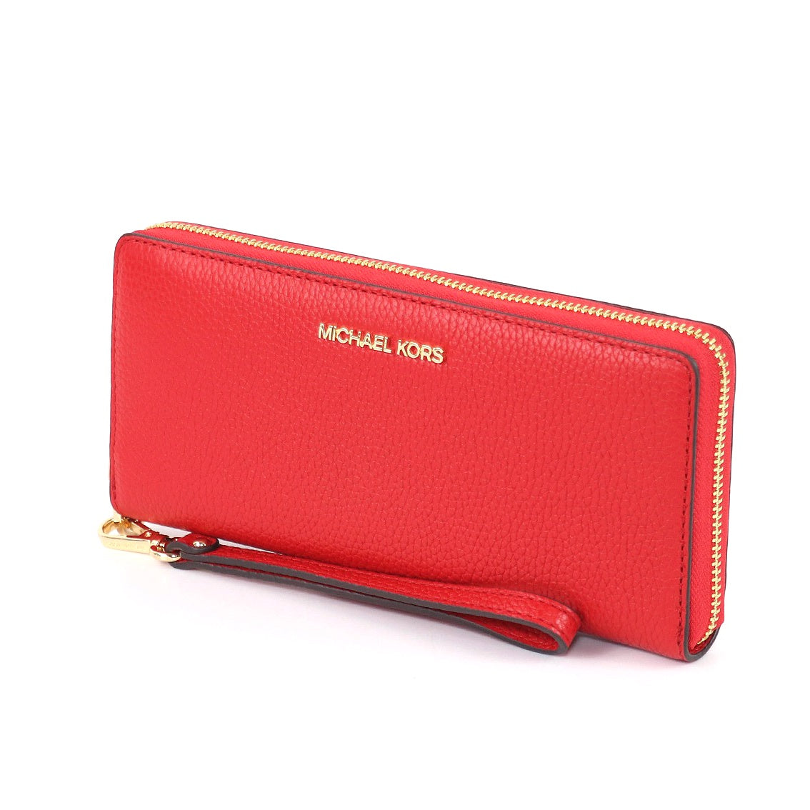 title:Michael Kors Women's Jet Set Travel Large Pebbled Leather Continental Wallet;color:Bright Red