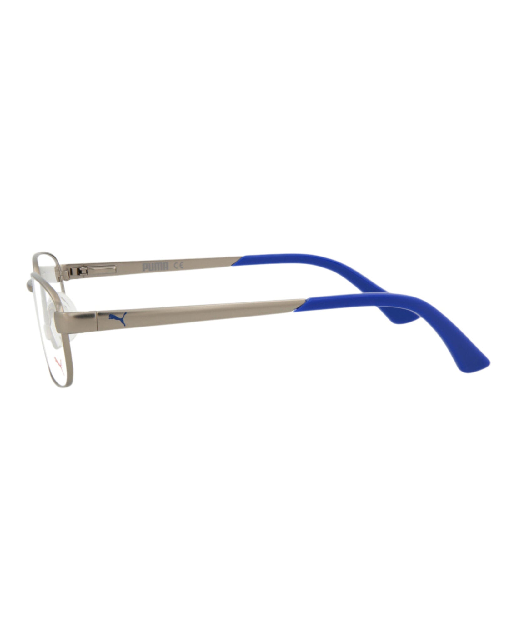 title:Puma Square-Frame Metal Optical Frames;color:Ruthenium Ruthenium Transparent