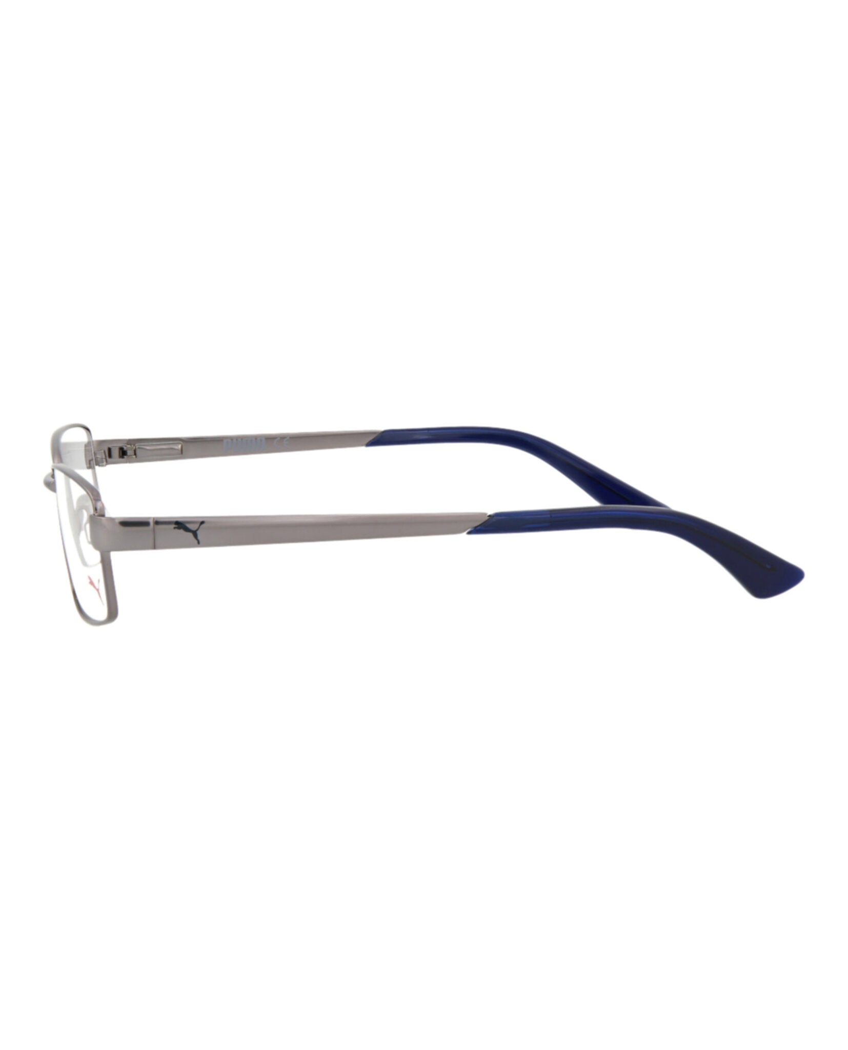 title:Puma Square-Frame Metal Optical Frames;color:Ruthenium Ruthenium Transparent