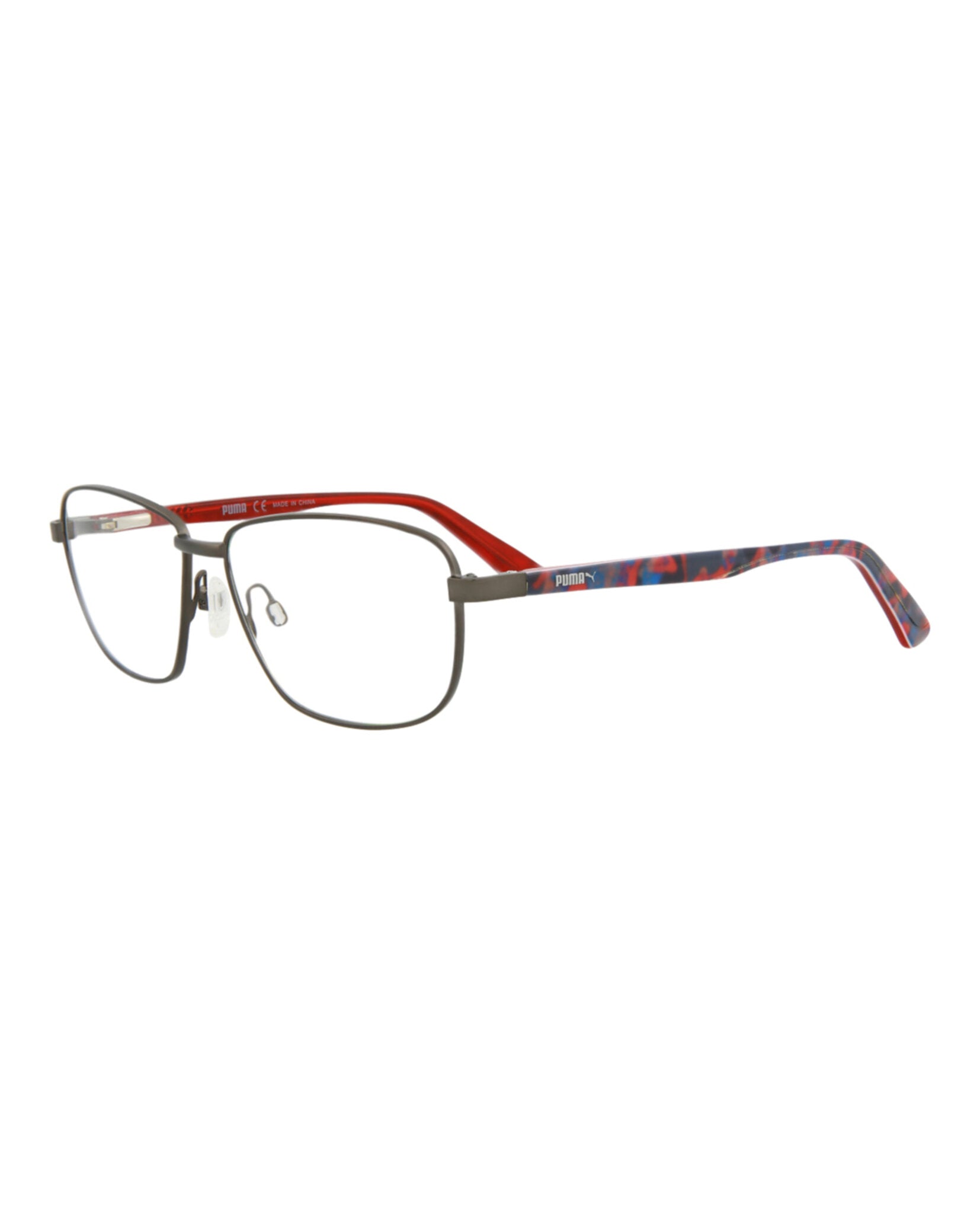 title:Puma Square-Frame Metal Optical Frames;color:Ruthenium Multicolor Transparent