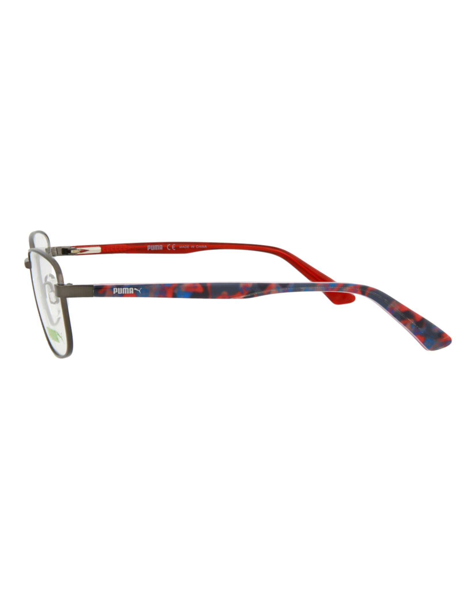 title:Puma Square-Frame Metal Optical Frames;color:Ruthenium Multicolor Transparent