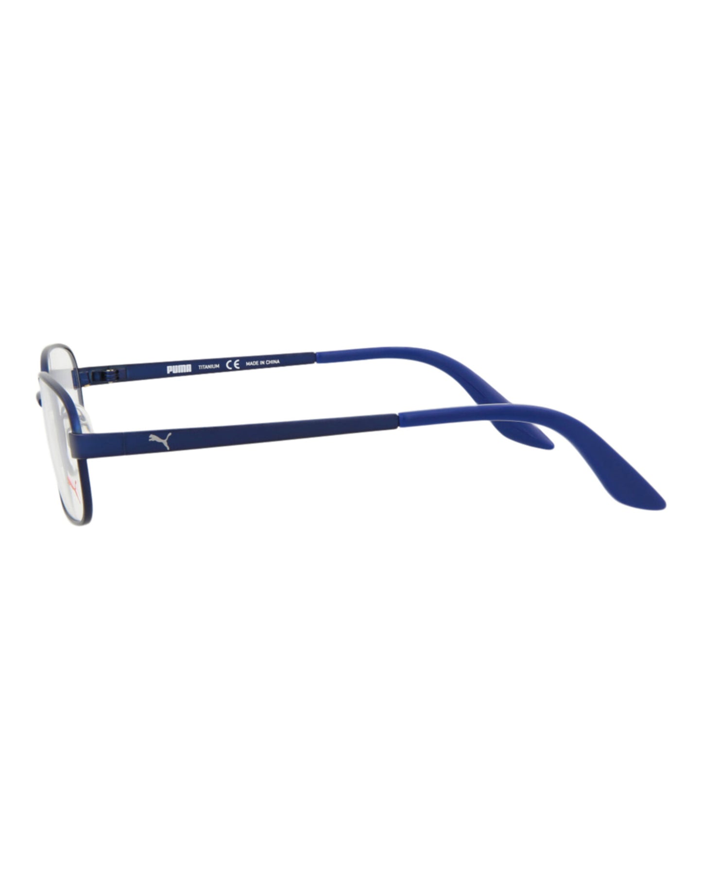 title:Puma Square-Frame Titanium Optical Frames;color:Blue Blue Transparent