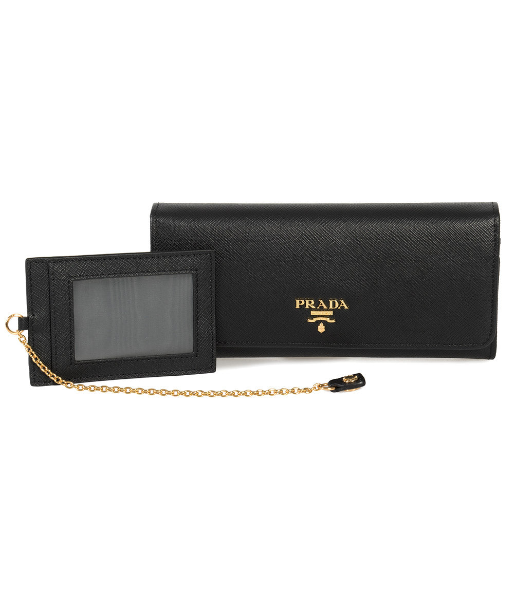 title:Prada Black Saffiano Leather Flap Wallet 1MH132 QWA F0002;color:Black