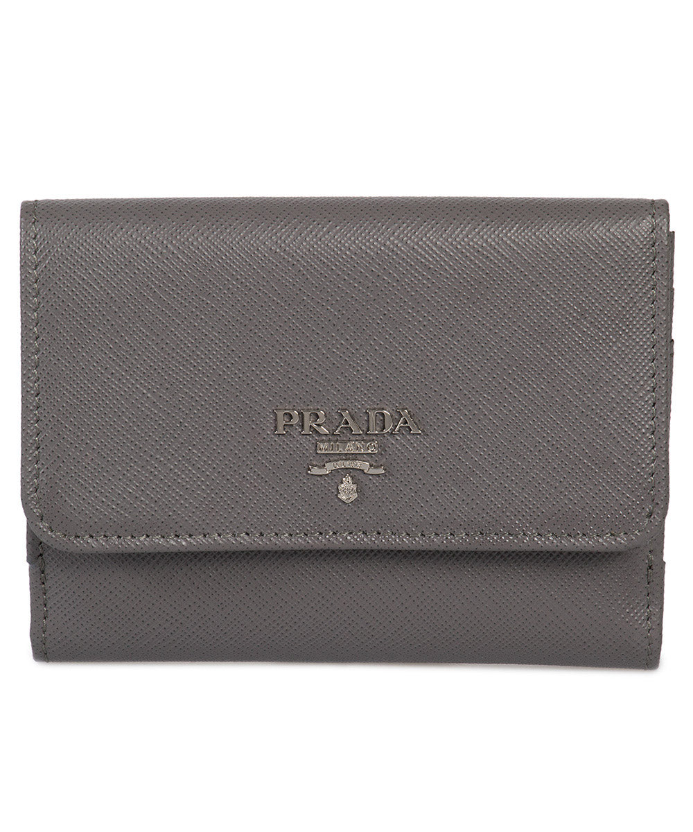 title:Prada Marble Saffiano Leather Flap Wallet 1MH523 QWA F0K44;color:Gray