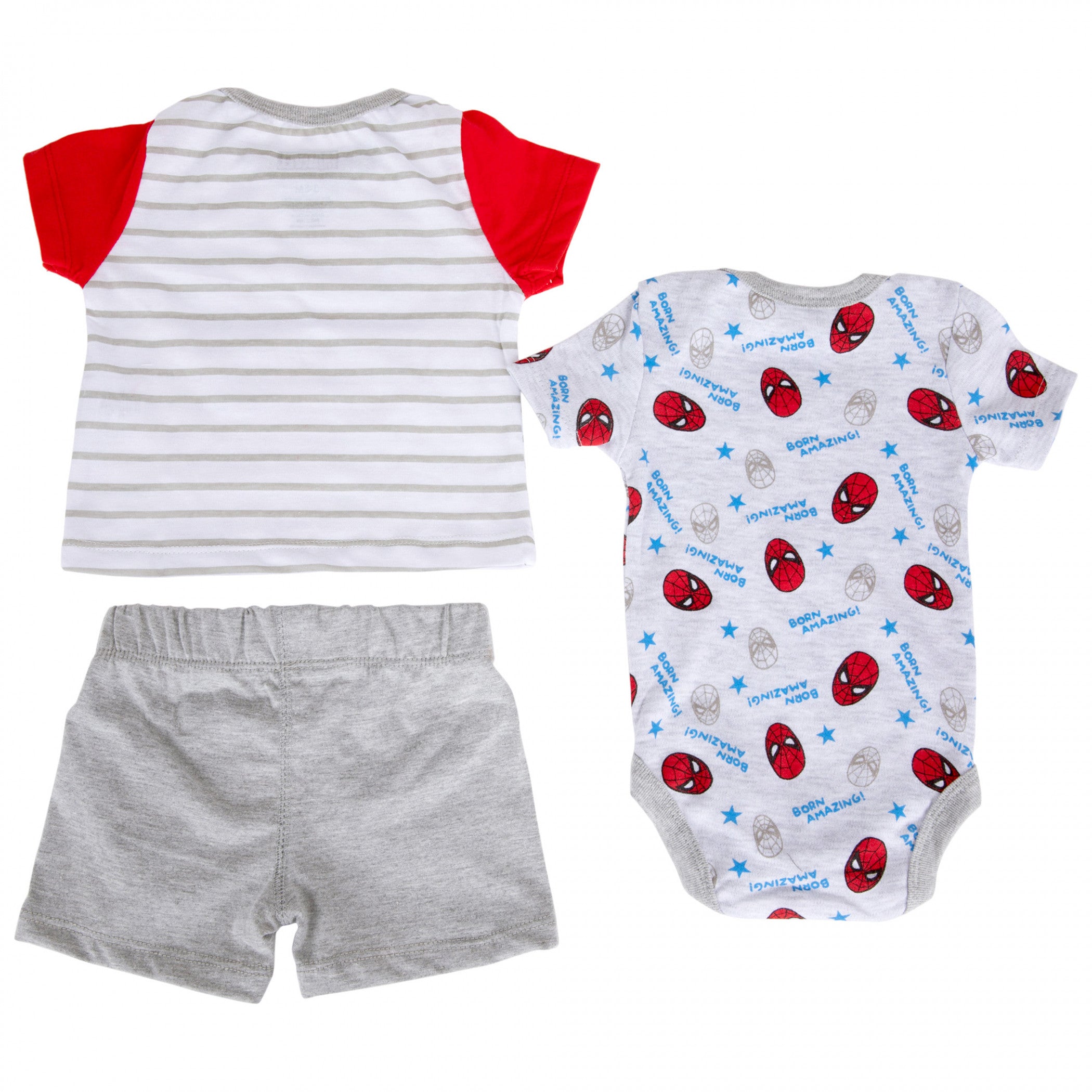 Spider-Man Born Amazing Infant 3-Piece Shirt, Shorts, and Bodysuit Set–  Ruumur
