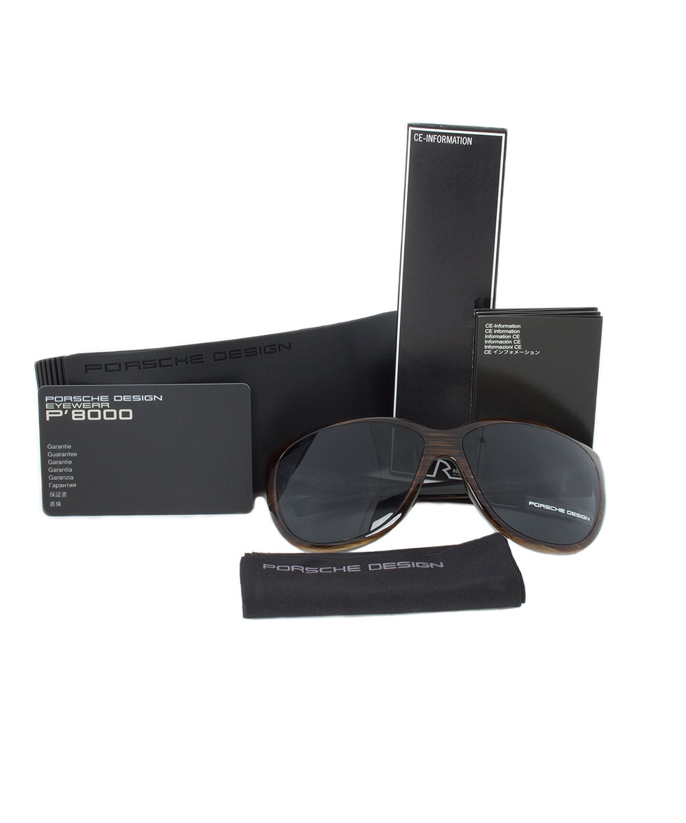 title:Porsche Design Design P8524 C Sunglasses | Striped Brown Frame | grey Lens;color:Bronze