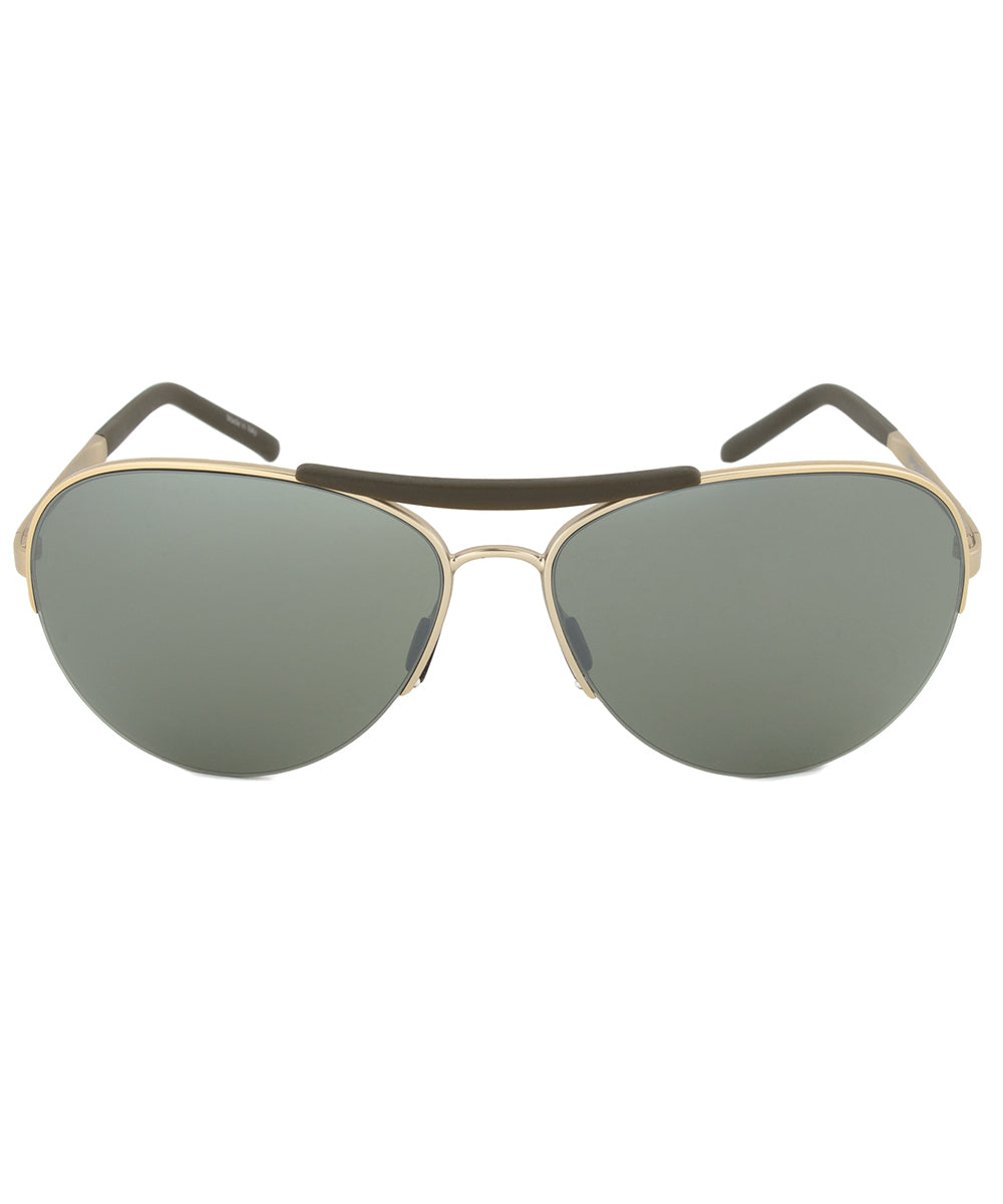 title:Porsche Design Design P8540 C Aviator Sunglasses | Light Gold Frame | Olive Silver Mirror Lens;color:Gold