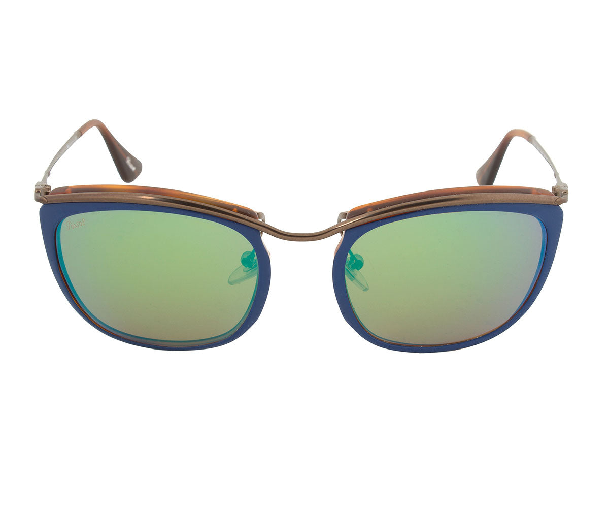 title:Persol PO3081S 1009/07 Sunglasses | Blue and Matte Havana Frame | Brown Mirror Gold Lens;color:Blue