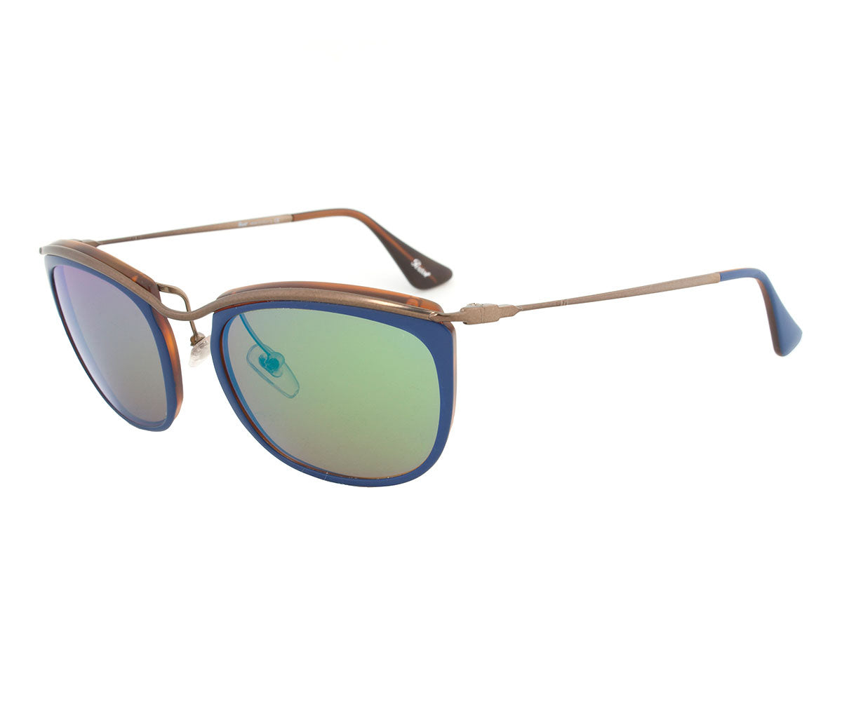 title:Persol PO3081S 1009/07 Sunglasses | Blue and Matte Havana Frame | Brown Mirror Gold Lens;color:Blue