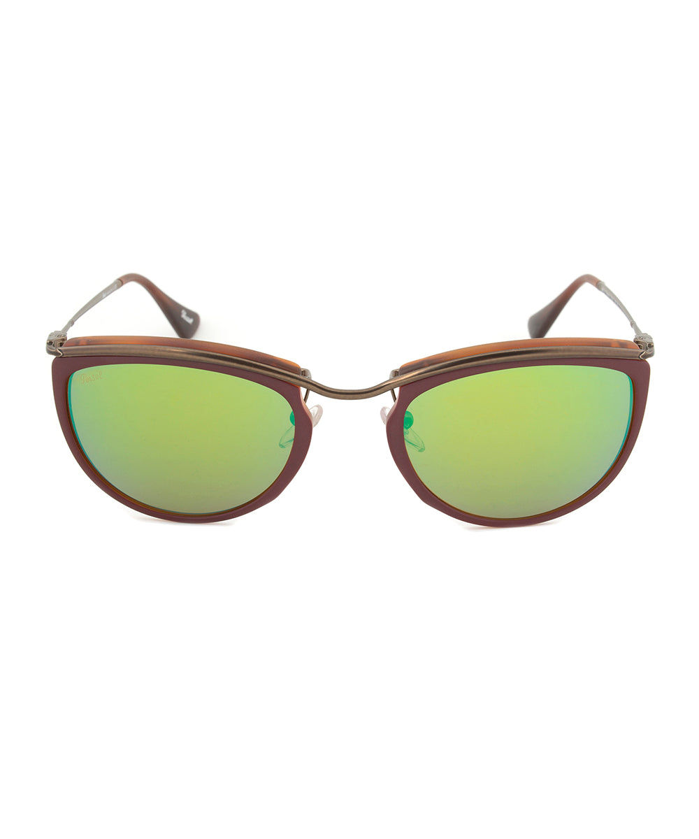 title:Persol PO3082S 1006/07 Sunglasses | Red and Matte Havana Frame | Brown Mirror Gold Lens;color:Red