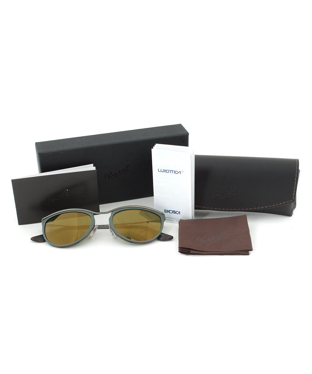 title:Persol PO3082S 1007/08 Sunglasses | Green and Matte Havana Frame | Green Mirror Gold Lens;color:Green