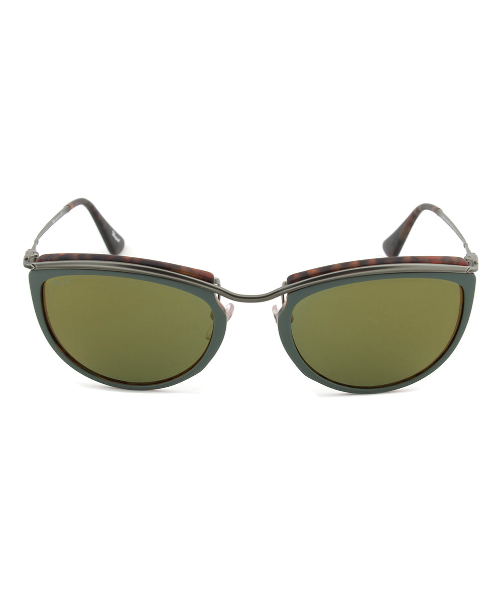 title:Persol PO3082S 1007/08 Sunglasses | Green and Matte Havana Frame | Green Mirror Gold Lens;color:Green