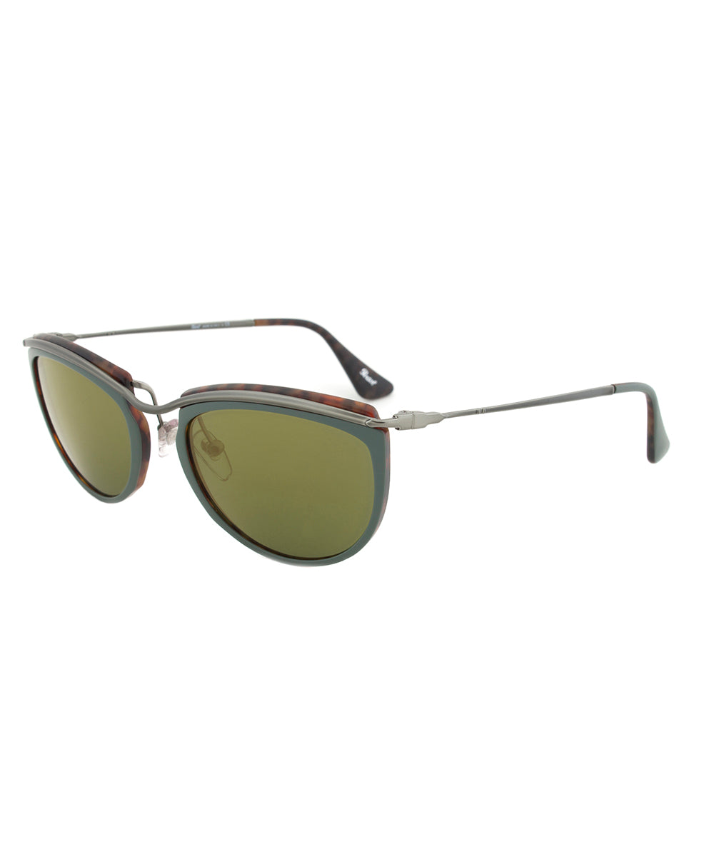 title:Persol PO3082S 1007/08 Sunglasses | Green and Matte Havana Frame | Green Mirror Gold Lens;color:Green