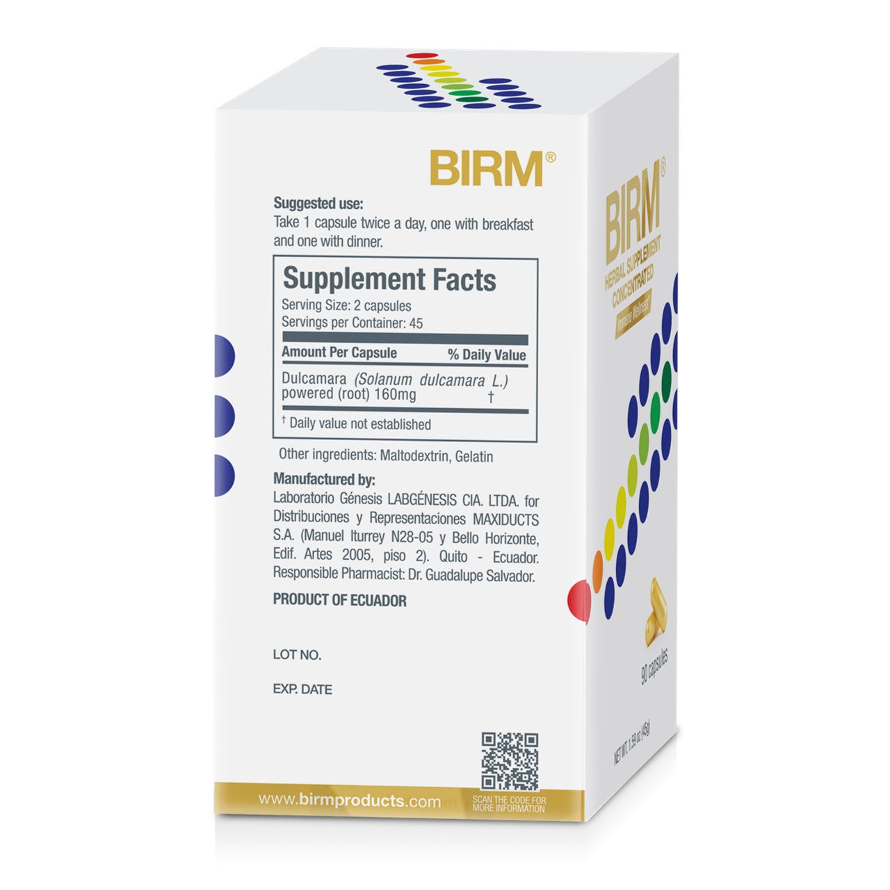 BIRM Concentrated Herbal Supplement, Immune System Natural - 90 Capsules