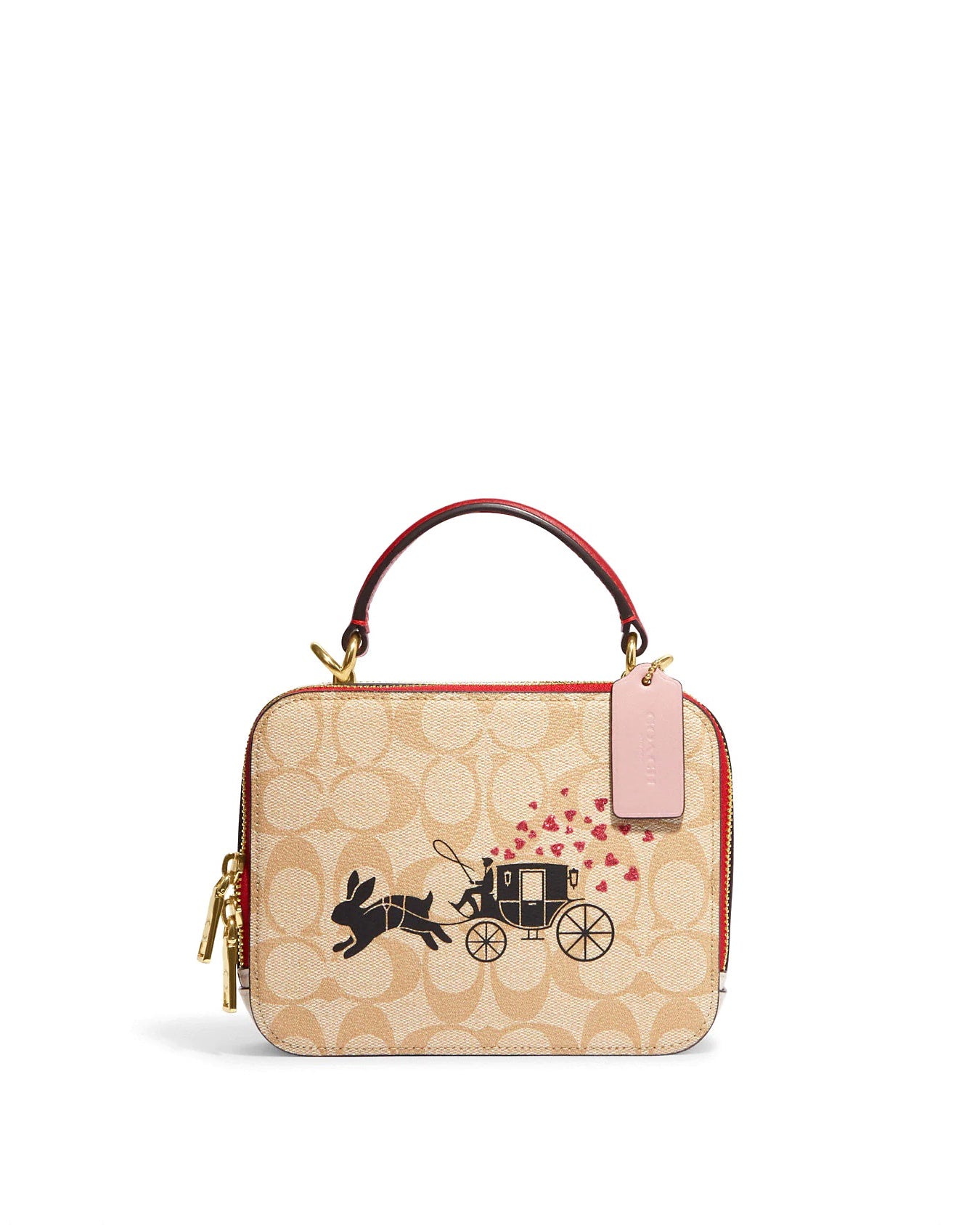 title:Coach Women's Lunar New Year Box Crossbody In Signature Canvas With Rabbit And Carriage;color:Light Khaki Multi