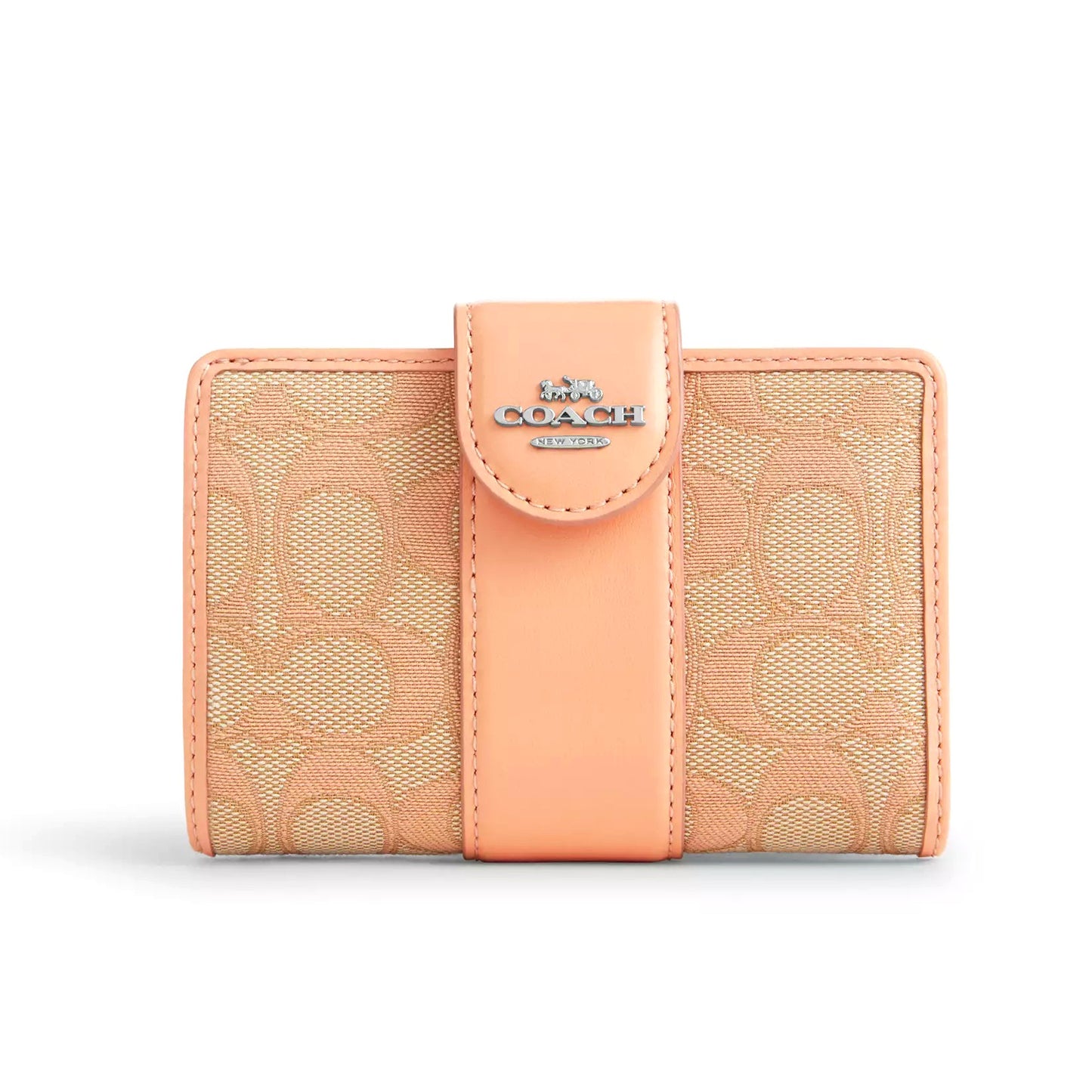 title:Coach Women's Medium Corner Zip Wallet In Signature Jacquard;color:Faded Blush