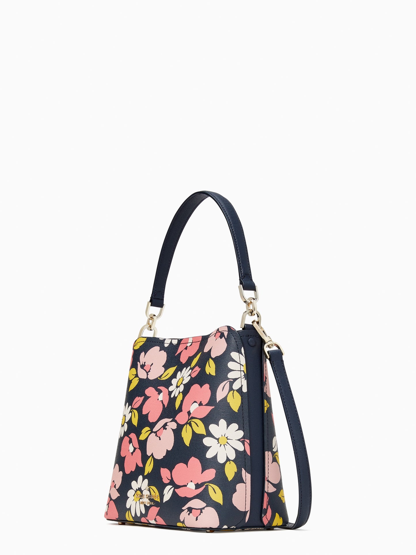 title:Kate Spade Women's Road Trip Floral Small Bucket;color:Blue Multi