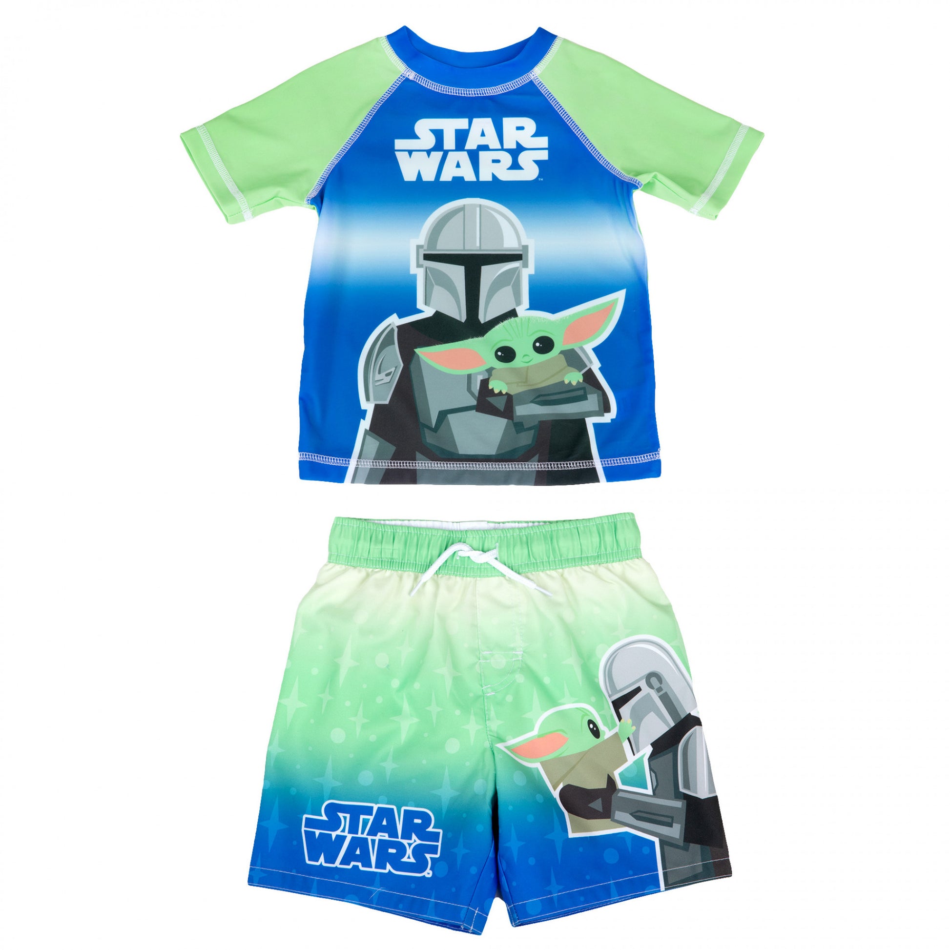 title:Star Wars The Mandalorian and Grogu Toddler Swimshorts & Rashguard Set;color:Multi-Color