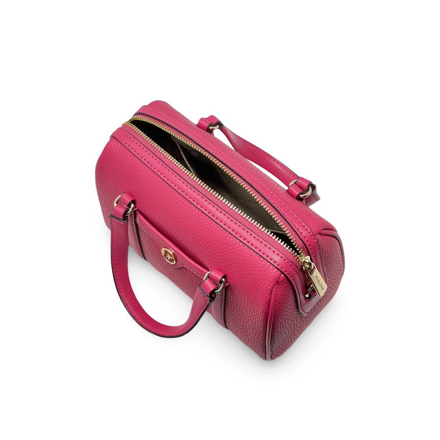 title:Michael Kors Women's Jet Set Travel Pebbled Leather Small Duffle Crossbody;color:Electric Pink