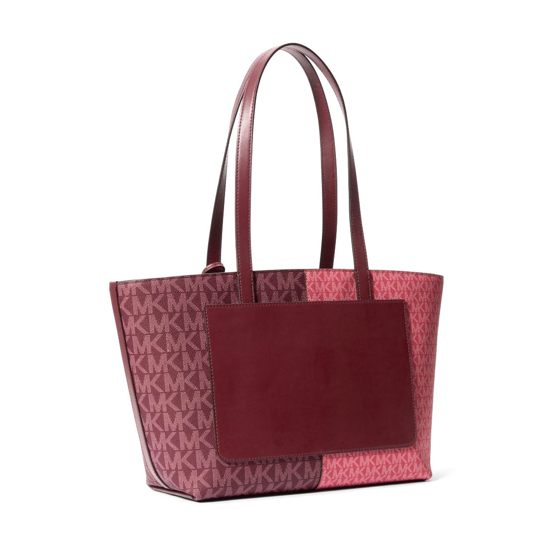 title:Michael Kors Women's Jet Set Travel Logo Print Canvas Medium Zip Top Tote;color:Oxblood Multi