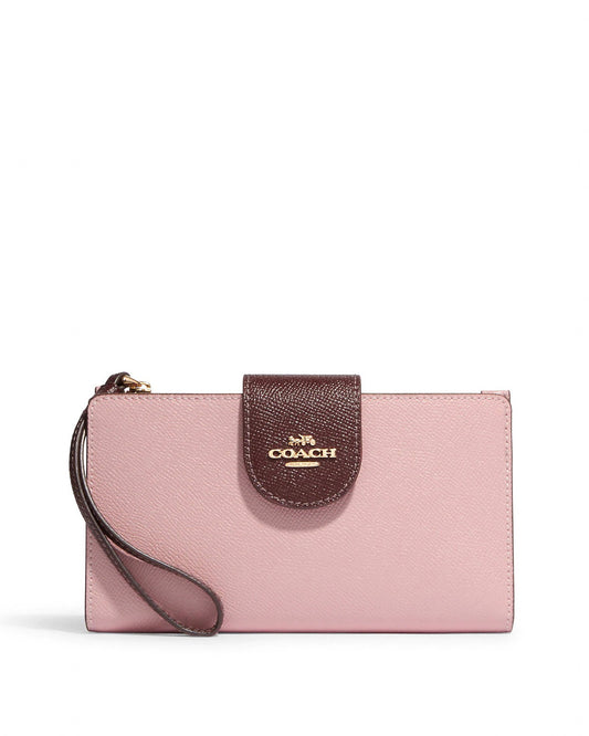 title:Coach Women's Tech Wallet;color:Powder Pink / Wine Multi