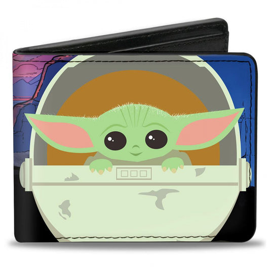 title:The Mandalorian "The Child" Chibi Pod Vegan Leather Wallet;color:Black