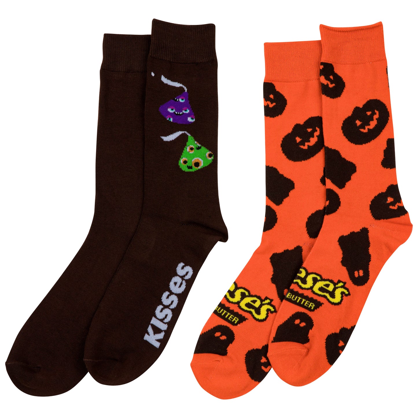 title:Hershey's Kisses and Reese's Cups Spooky 2-Pairs of Crew Socks;color:Multi-Color