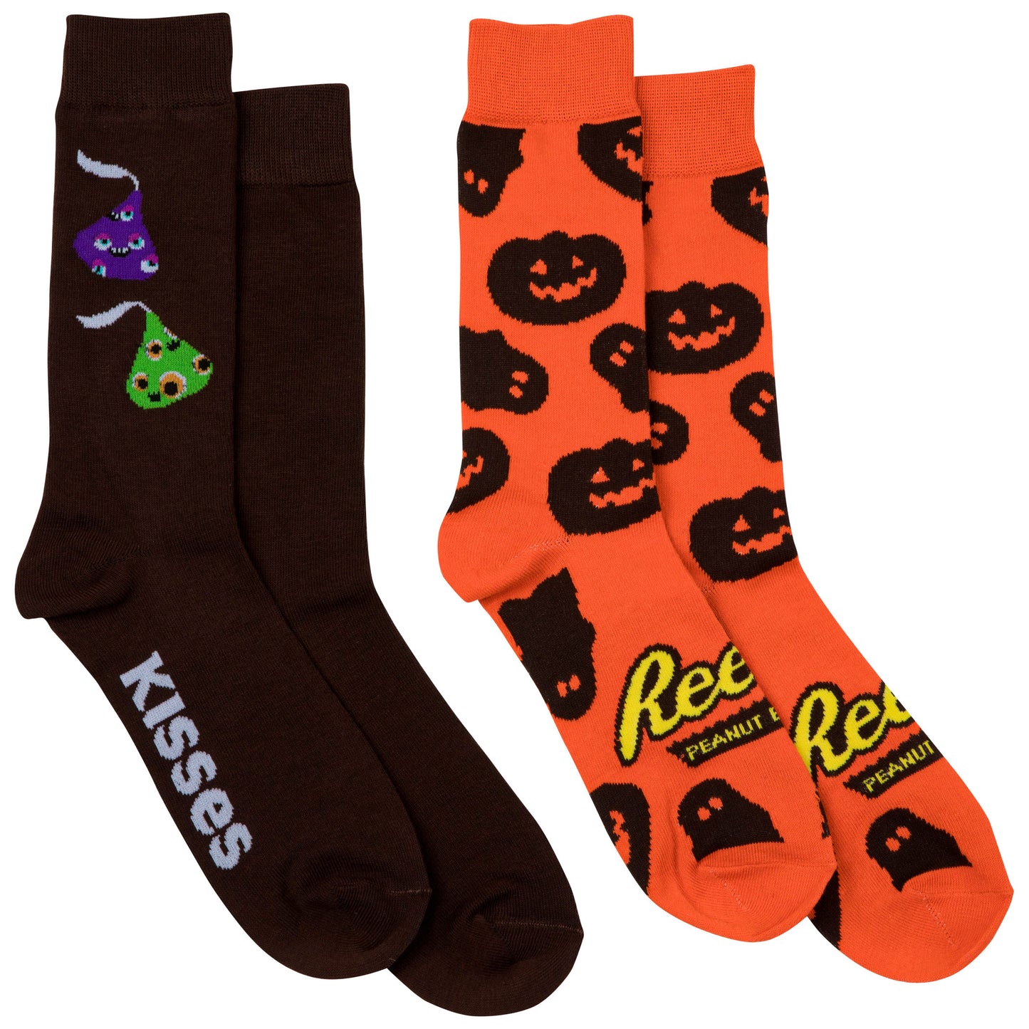 title:Hershey's Kisses and Reese's Cups Spooky 2-Pairs of Crew Socks;color:Multi-Color