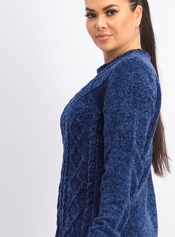 Karen Scott Women's Cable Knit Chenille Sweater Blue Size 1X