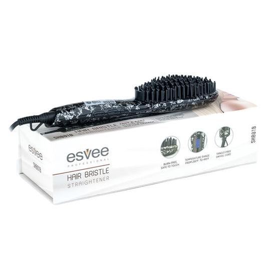 Esvee Professional Hair Bristle Straightener - Ceramic Heating Hair Straightener Brush with Anti-Frizz Technology, Auto-Off and 30s Heat-Up