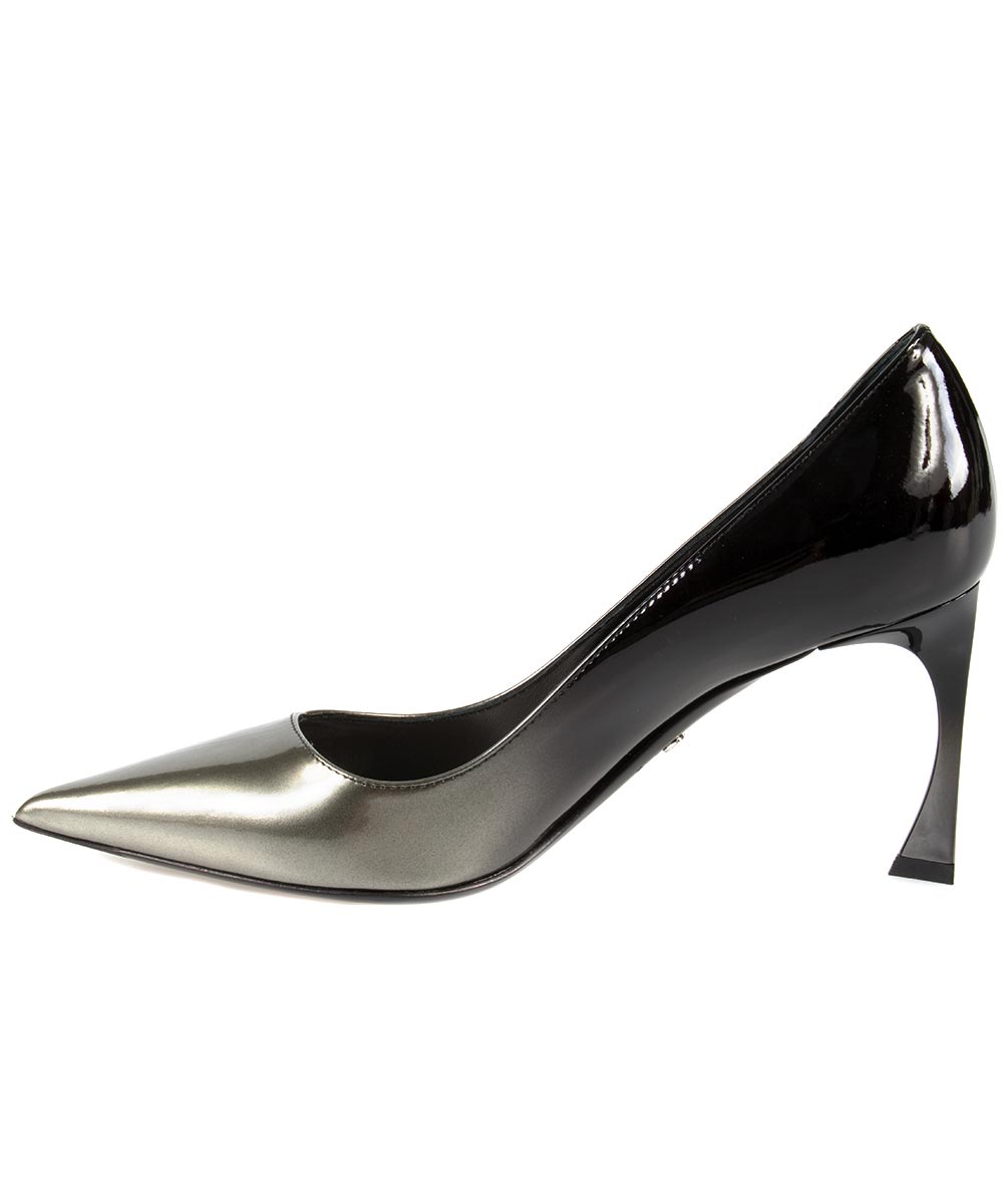 title:Dior Graded Patent Calfskin Pump | 8cm Heel | Grey and Black;color:Black