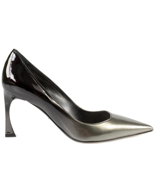 title:Dior Graded Patent Calfskin Pump | 8cm Heel | Grey and Black;color:Black