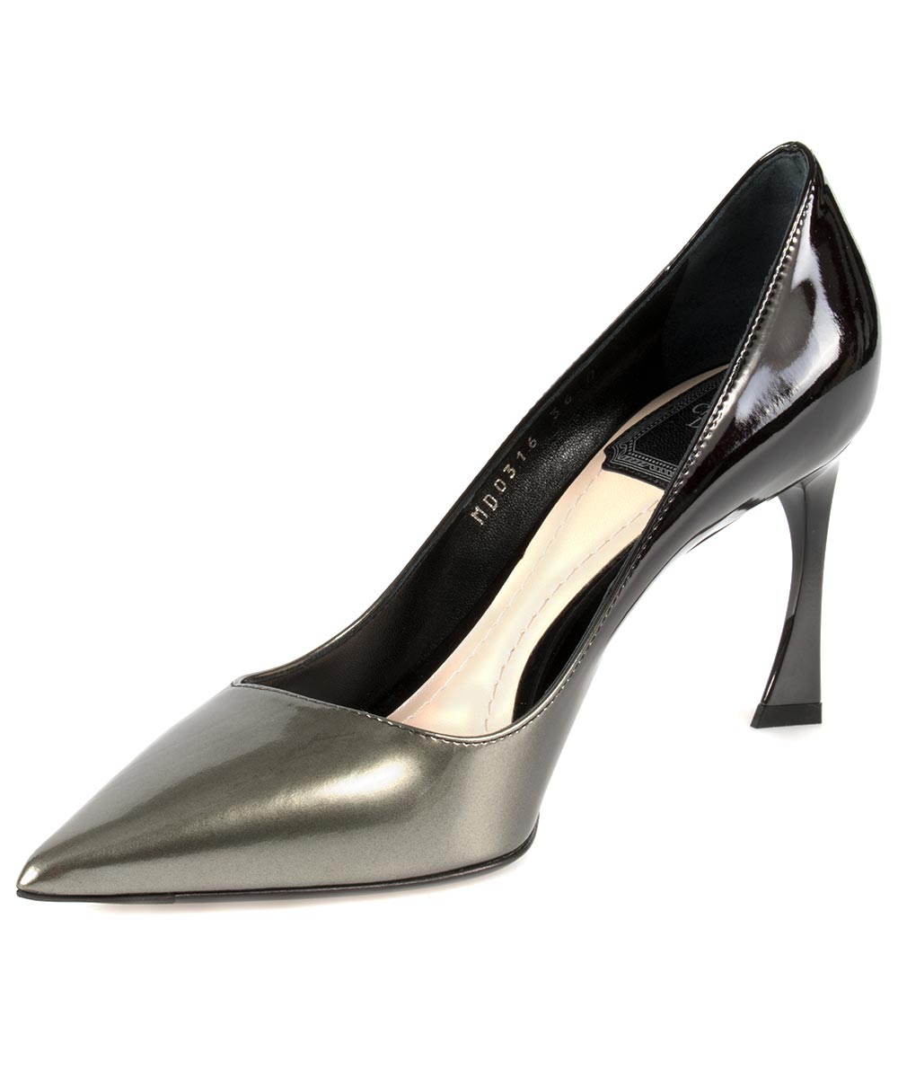 title:Dior Graded Patent Calfskin Pump | 8cm Heel | Grey and Black;color:Black