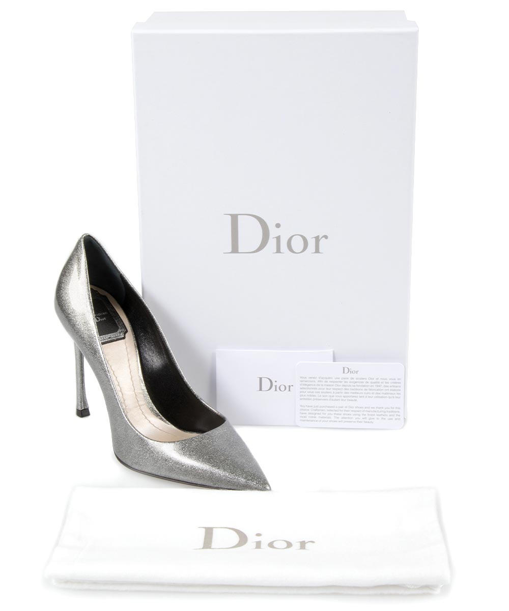 title:Dior Patent Calfskin Pump | Grey | 10cm;color:Gray