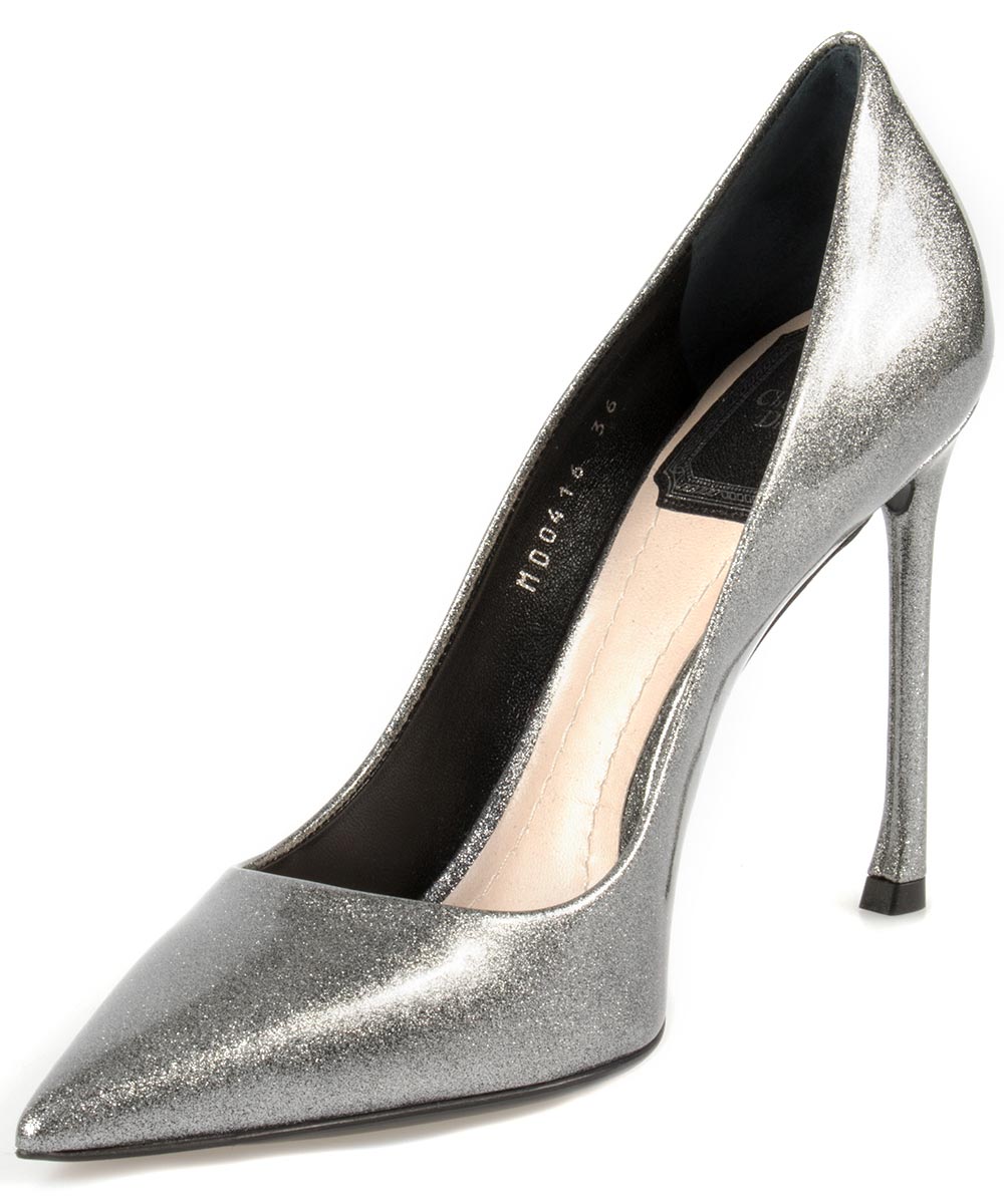 title:Dior Patent Calfskin Pump | Grey | 10cm;color:Gray