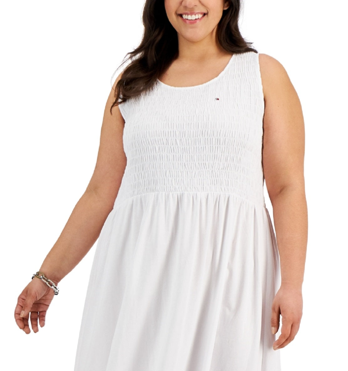 Tommy Hilfiger Women's Smocked Maxi Dress White Size 2X