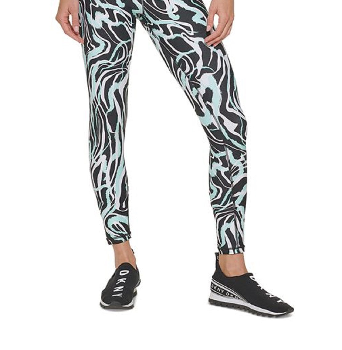 DKNY Women's Marble Print 7/8 Leggings Blue Size X-Small