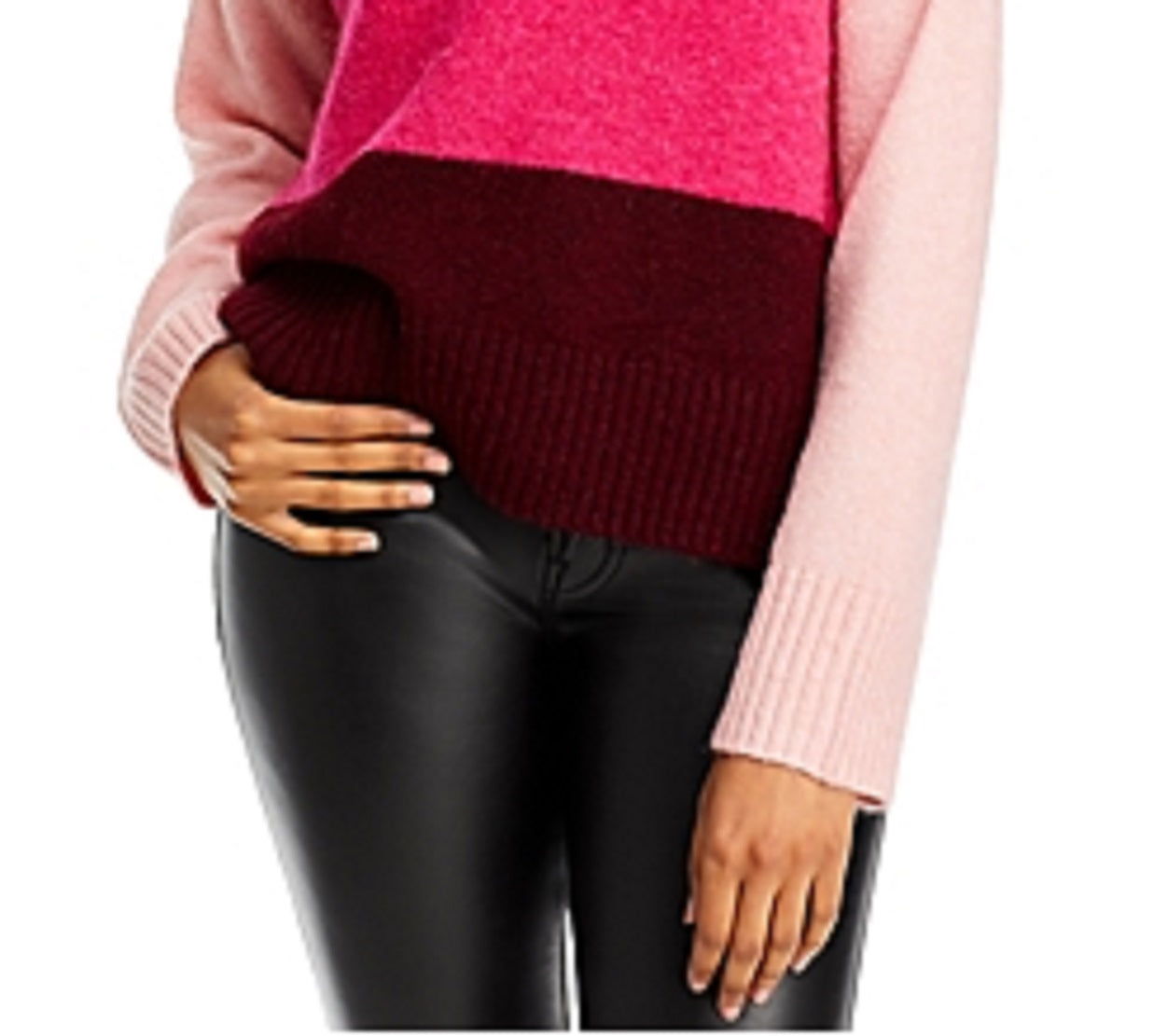 Aqua Women's Colorblock Knit Pullover Sweater Pink