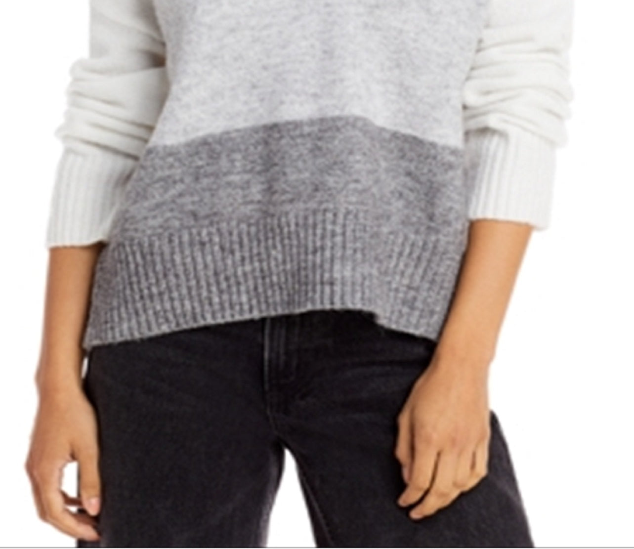 Aqua Women's Colorblock Knit Pullover Sweater Gray