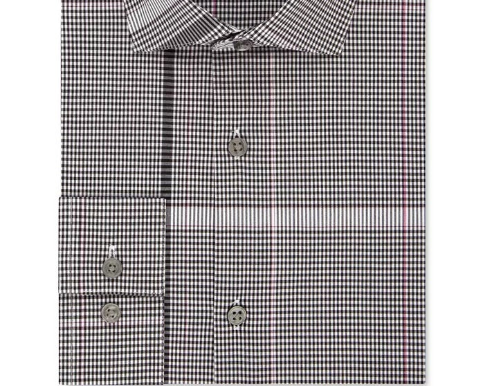 Calvin Klein Men's Extra-Slim Fit Performance Stretch Temperature Regulation Pink Plaid Dress Shirt Pink Size 15-15.5×34-35