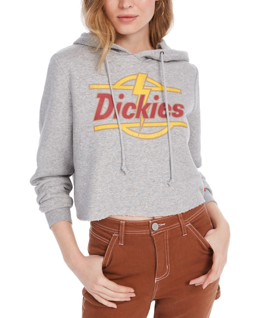 Dickies Women's Cotton Cropped Logo Hoodie Gray Size X-Small