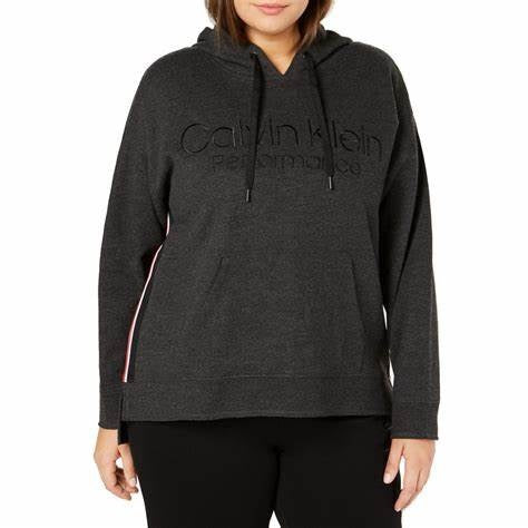 Calvin Klein Women's Performance Plus Logo Hoodie Grey Size 1X