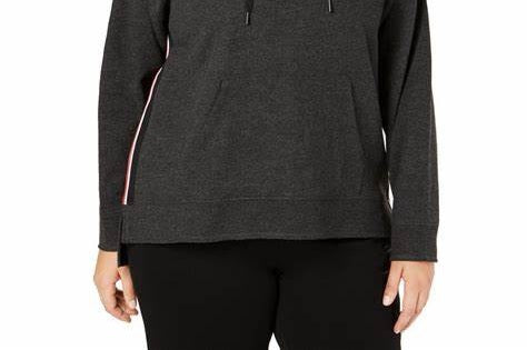 Calvin Klein Women's Performance Plus Logo Hoodie Grey Size 1X