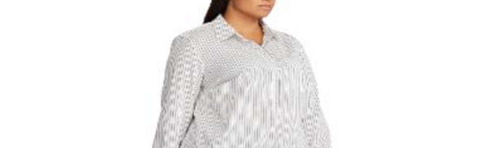 Ralph Lauren Women's Aquene Cotton Work Wear Button Down Top White Size 2X