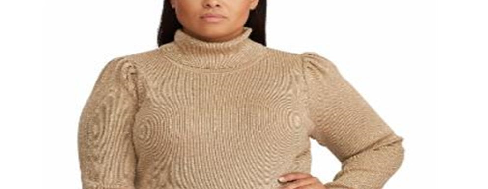 Ralph Lauren Women's Puff Sleeve Turtleneck Sweater Yellow Size 3X